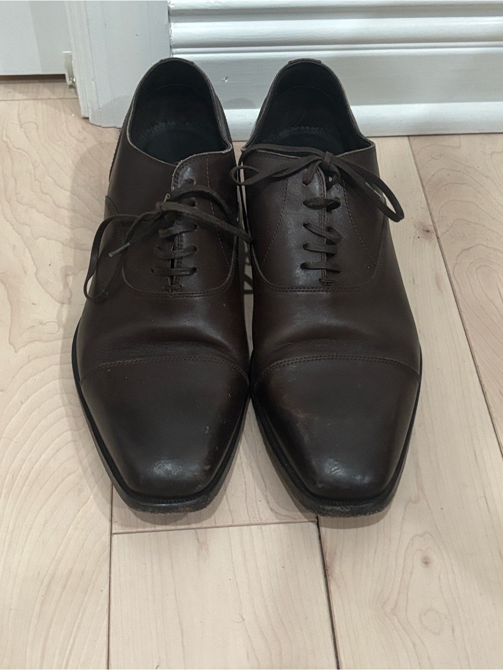 Classic Brown Leather Cap-Toe Oxfords — Lace-Up Dress Shoes